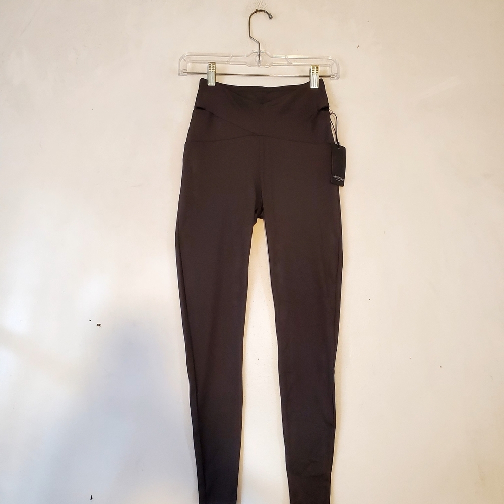 Lanston Sport Criss Cross High-Waisted Black Leggings Size XS NWT